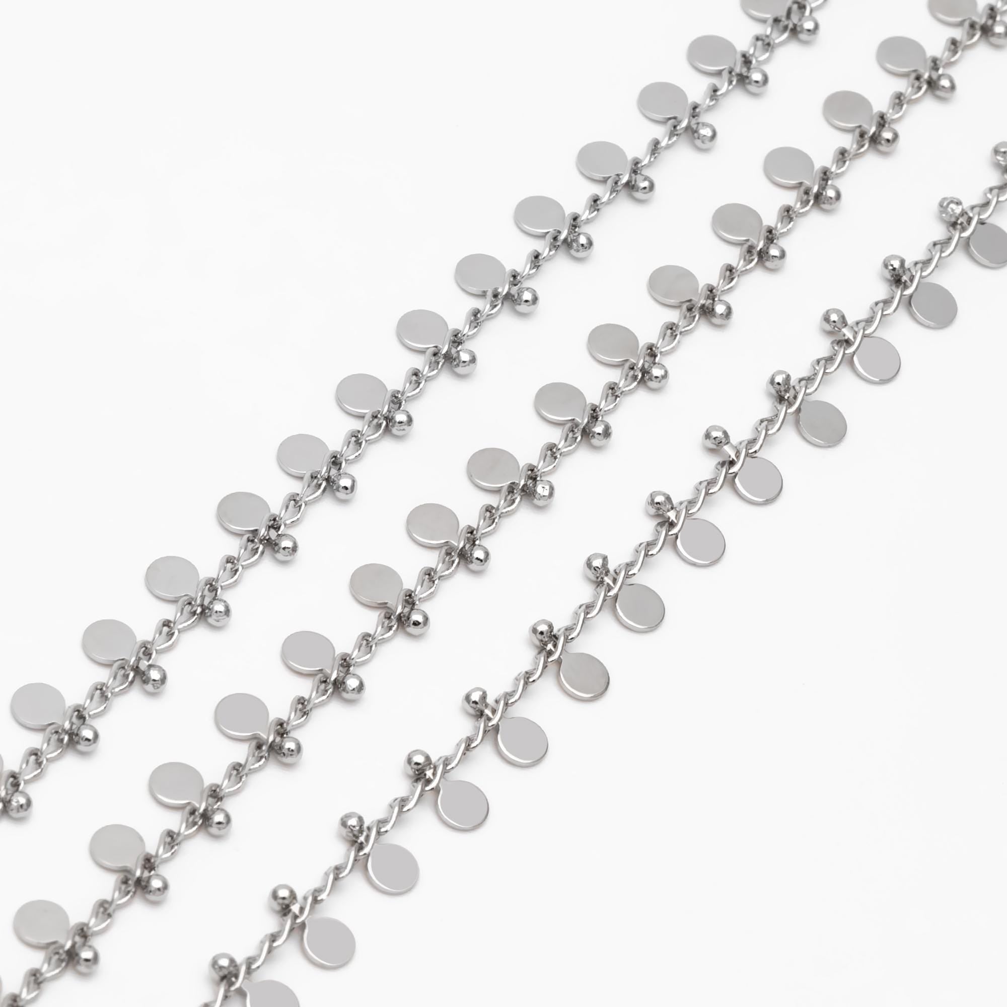 Gold/ Silver Tone Curb Chain with 3mm Round Disc Charms, Quality Chain for Necklace Wholesale (#LK-431)/ 1 Meter=3.3ft